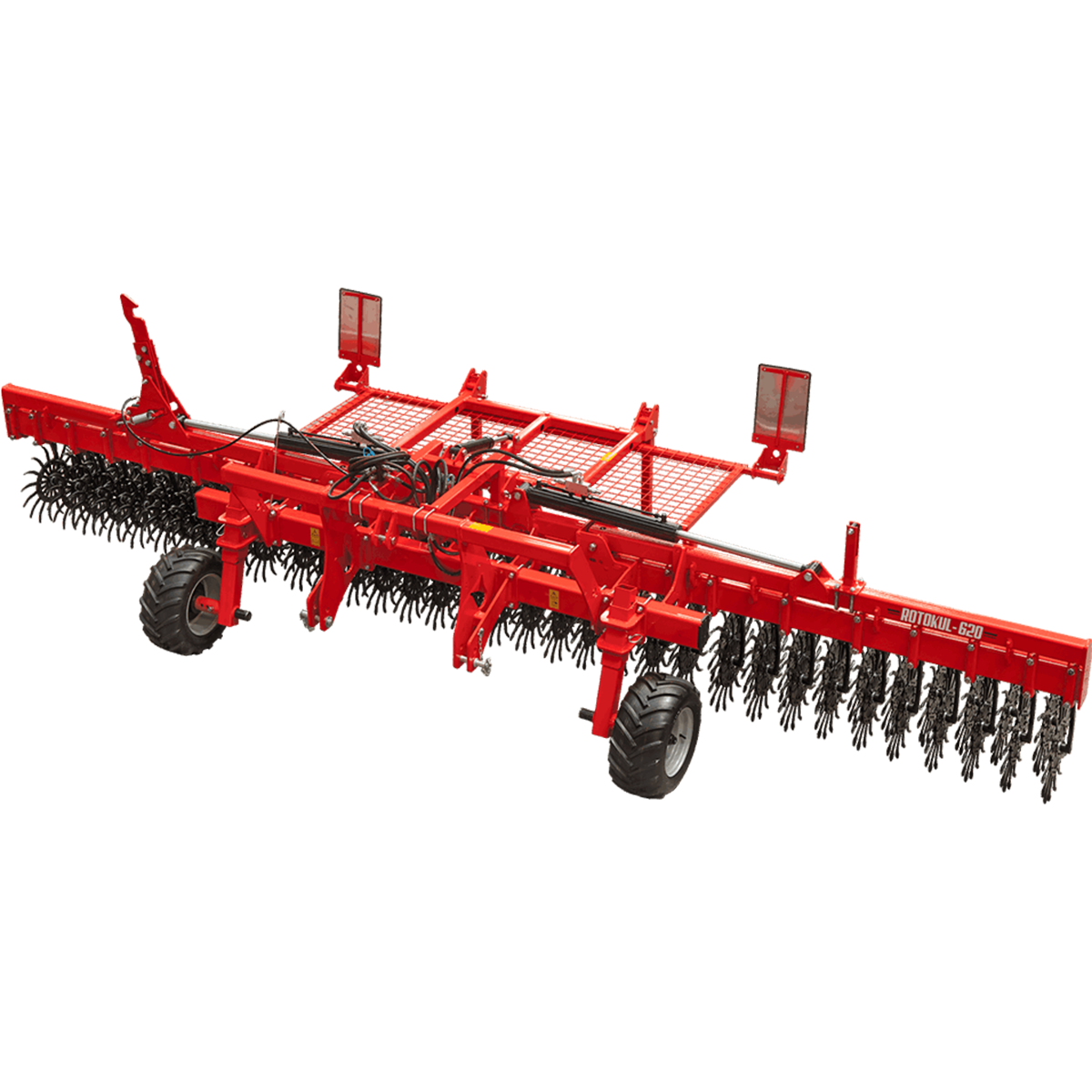 Sapa rotativa, Bufer, purtata, cadru fix, model Rotokul, 4,2 metri, cu protectie tractor si kit de trafic, fara roti de sprijin