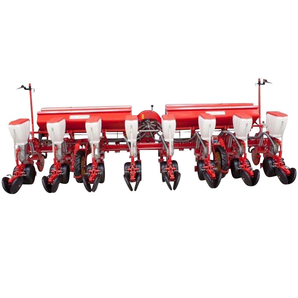 Semanatoare minimum till pentru porumb si plante prasitoare cadru fix, Bufer, 8 randuri, calculator DMS08-8, buncar fertilizare  inox 2*400 litri,  dublu disc la semanat si fertilizare